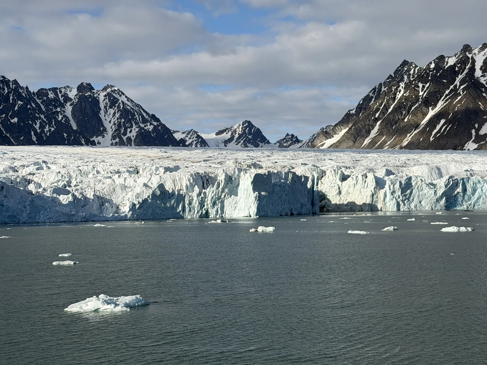 The calving front of a glacier